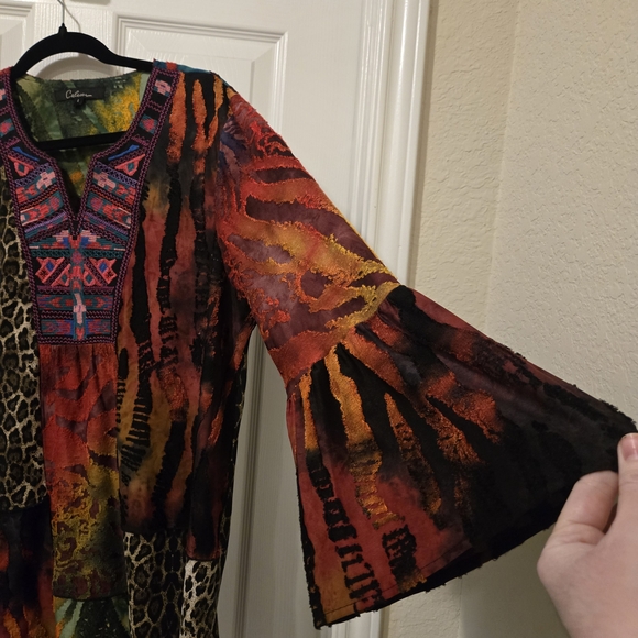 Multicolor Animal Print Tunic with Embroidered Neckline - Picture 6 of 14